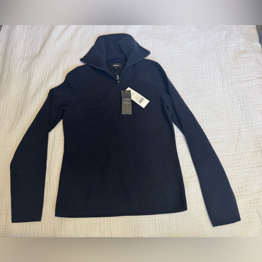 ME+EM MERINO STRETCH SLIM HALF ZIP JUMPER - Picture 2 of 4